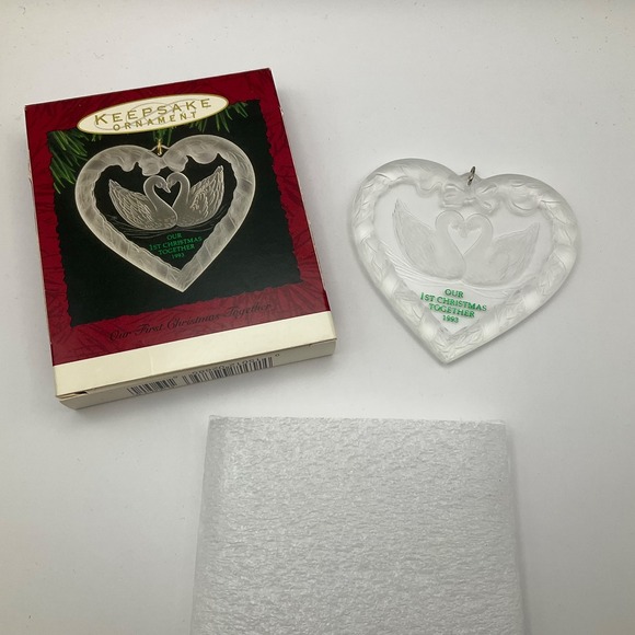 Hallmark Keepsake Ornament Our First Christmas Together 1993 Swans Acrylic - Picture 2 of 4